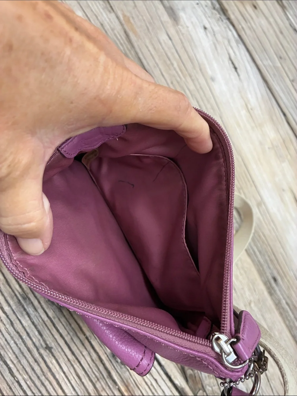 Authentic Coach Park Leather Swingpack Purple Crossbody F49170